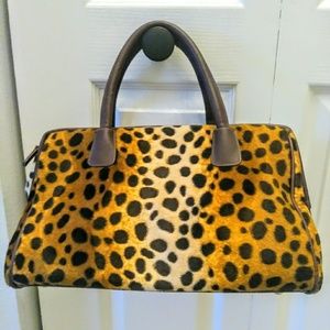 Lancome leopard velour handbag purse